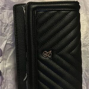 Black Quilted Wallet with Logo